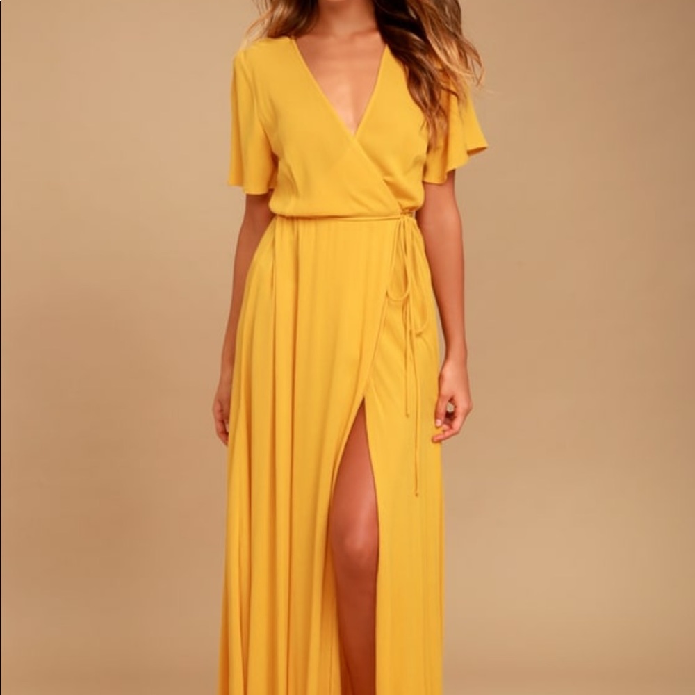 Yellow Wrap Maxi Dress